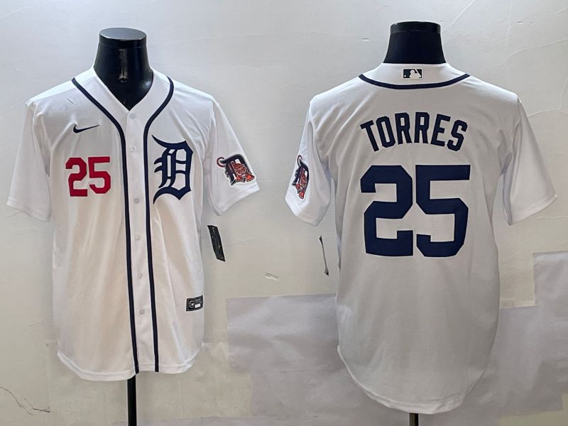 Men Detroit Tigers #25 Torres White Game 2025 Nike MLB Jersey style 3123->detroit tigers->MLB Jersey